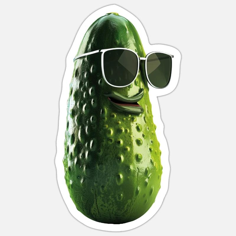 Cornichon de concombre avec lunettes de soleil - Sticker taille S (10 x 10 cm) - blanc mat