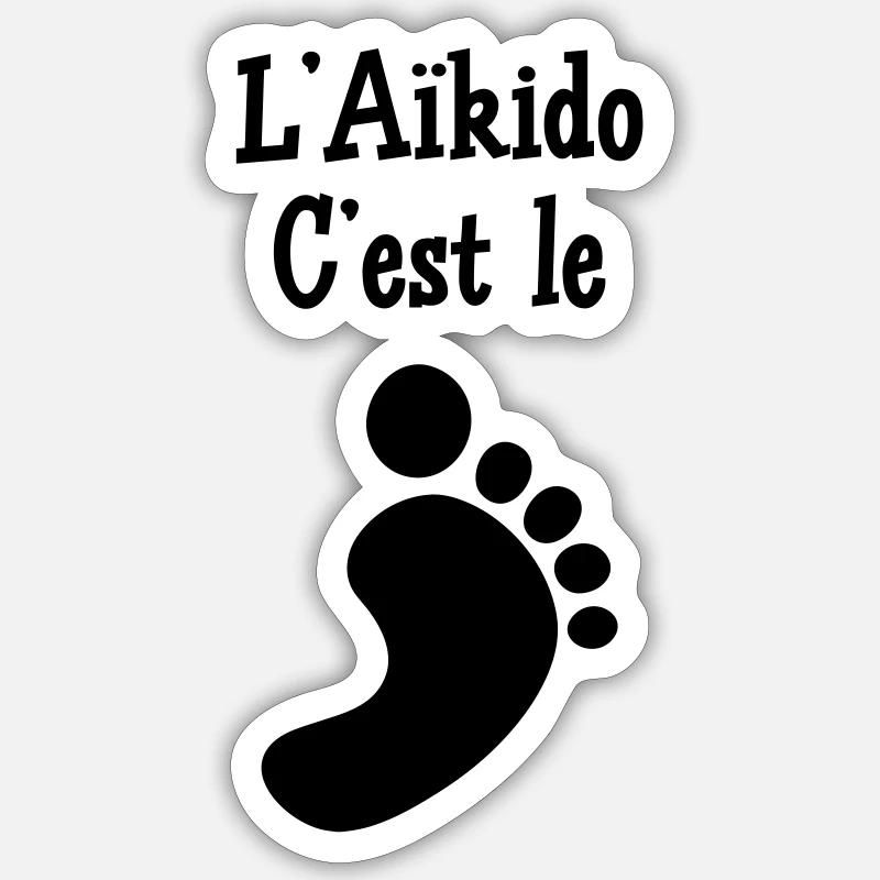 L''Aïkido c'est le pied ! - Sticker taille S (10 x 10 cm) - blanc mat