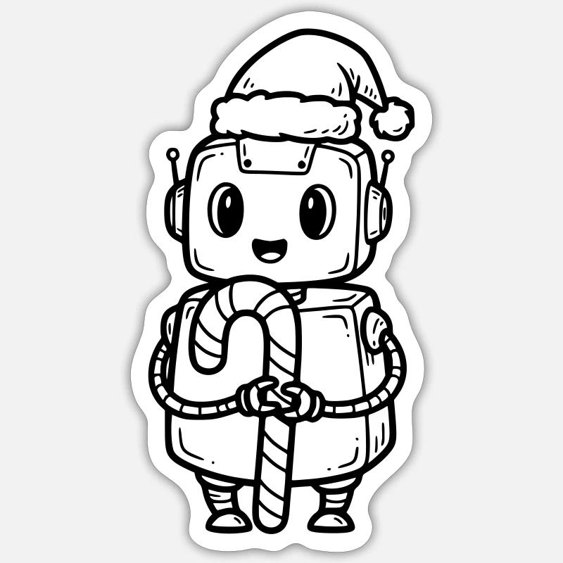 Süßer Weihnachtsjunge mit Geschenk - Sticker Größe S (10 x 10 cm) - Mattweiß