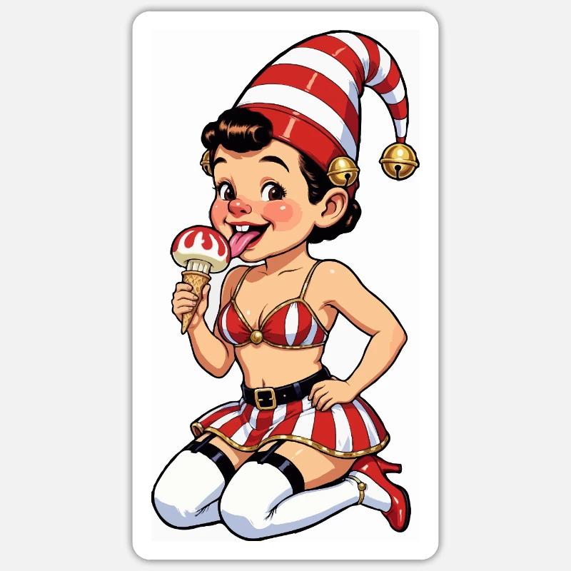 Leprechaun-Mädchen mit Eistüte - Sticker Größe S (10 x 10 cm) - Mattweiß