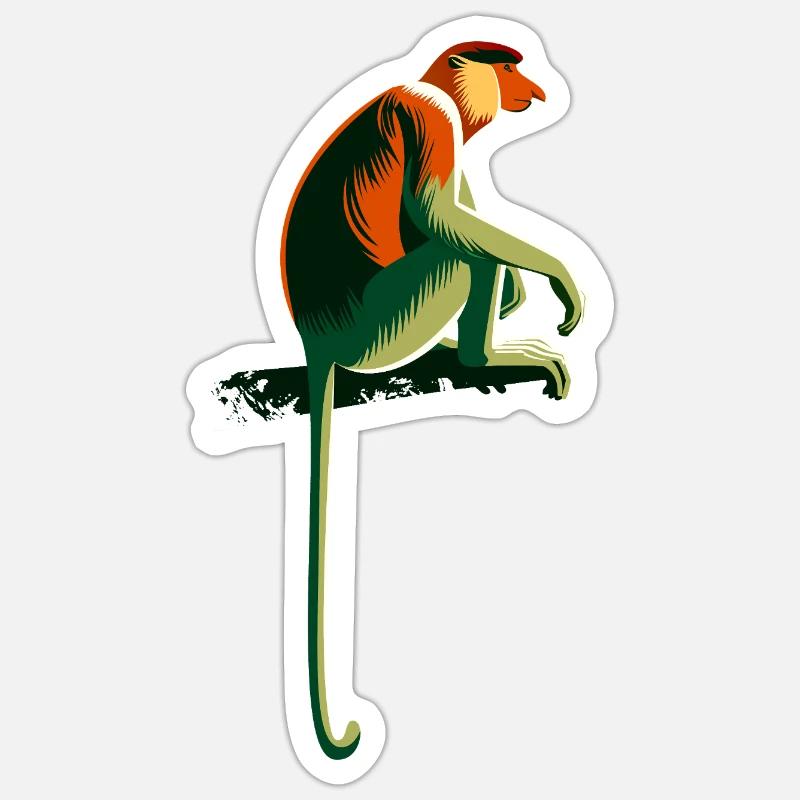 Proboscis monkey - Sticker size S (10 x 10 cm) - white matte