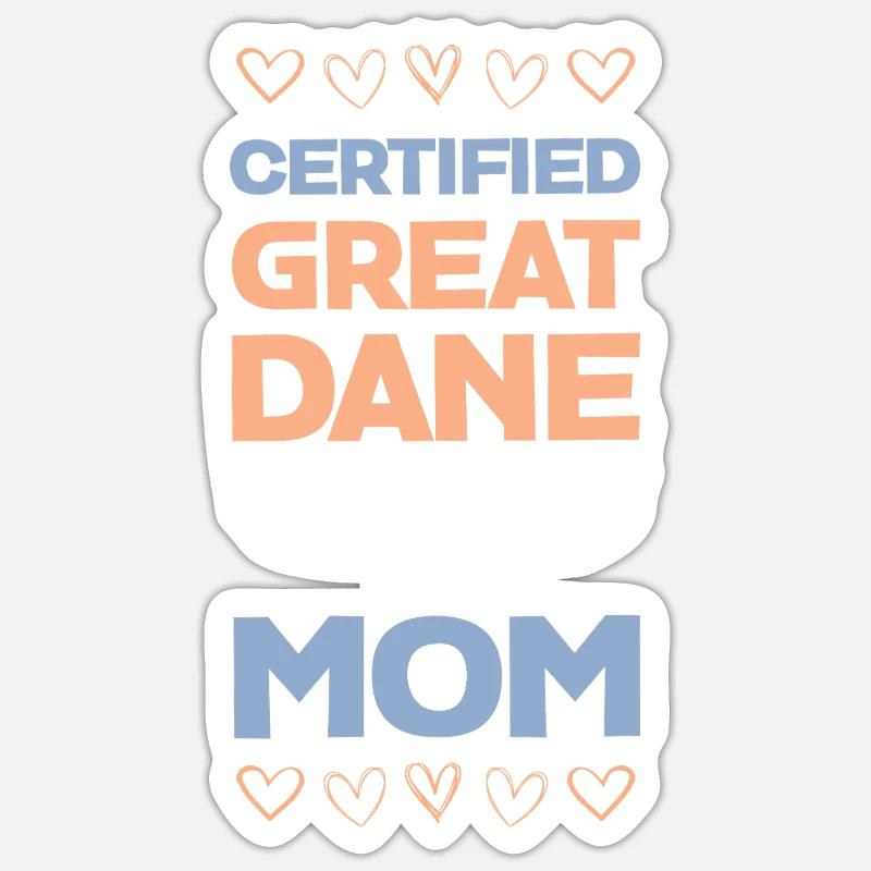 Maman Dogue certifiée Great Dane - Sticker taille S (10 x 10 cm) - blanc mat