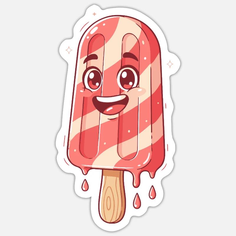 Sourire glacé à rayures douces - Sticker taille S (10 x 10 cm) - blanc mat