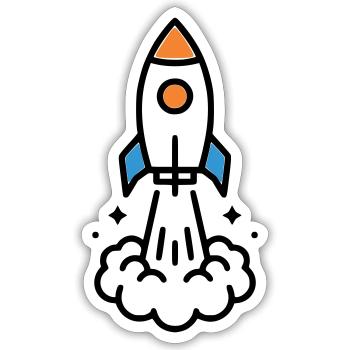 Rakete Start Weltraum Comic - Sticker Größe S (10 x 10 cm) - Mattweiß - Vorne
