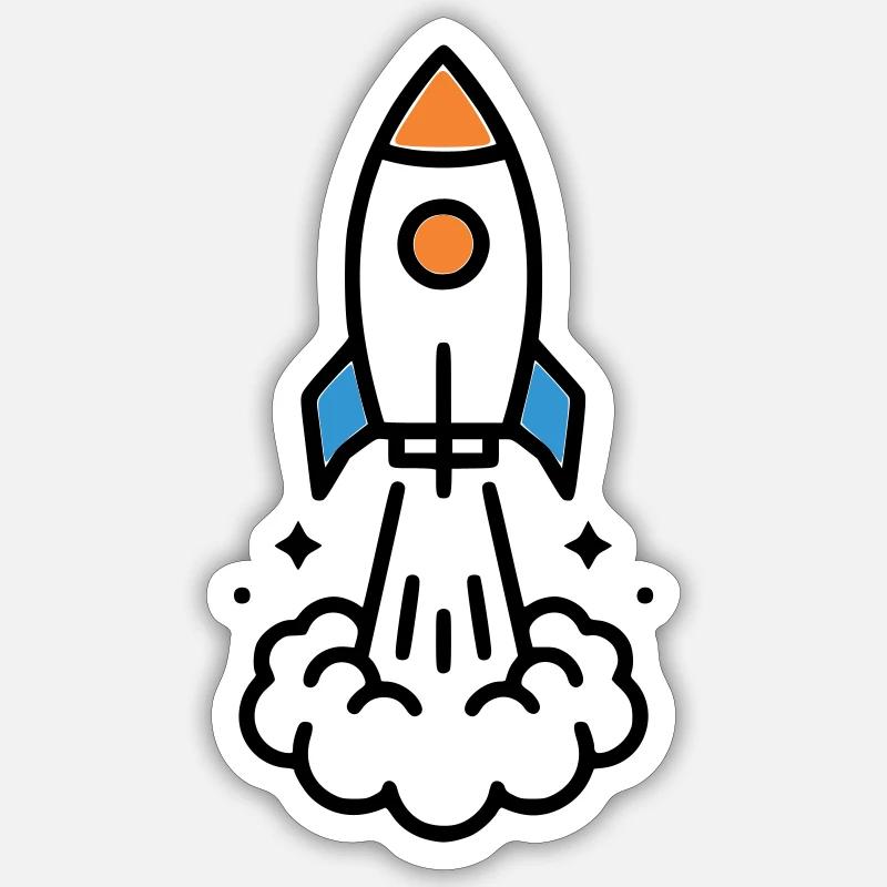 Comic spatial Rocket Launch Sticker taille S (10 x 10 cm)