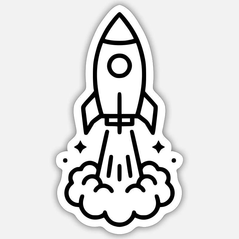 Icône spatiale de lancement de fusée - Sticker taille S (10 x 10 cm) - blanc mat