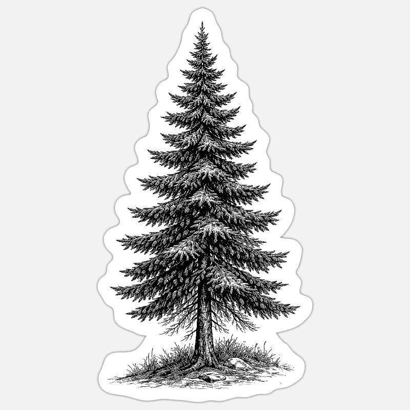 épicéa - Sticker taille S (10 x 10 cm) - blanc mat
