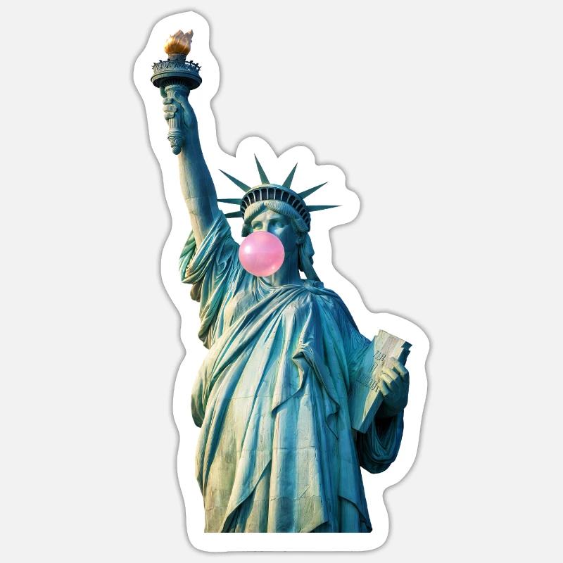 Freiheitsstatue Kaut Bubblegum - Sticker Größe S (10 x 10 cm) - Mattweiß
