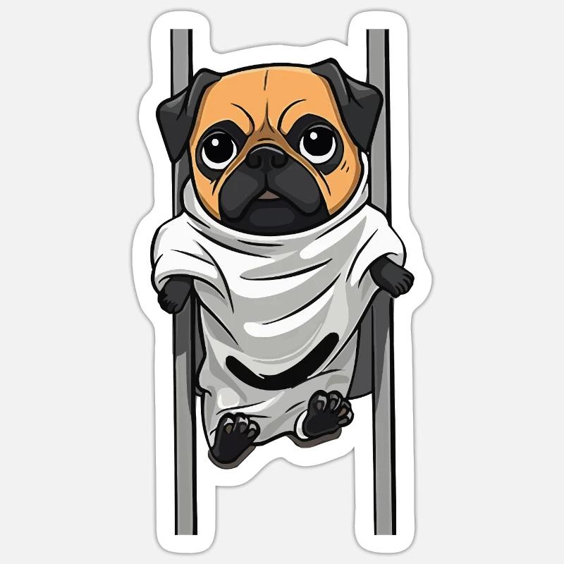 Pug Geist im Laken - Sticker Größe S (10 x 10 cm) - Mattweiß
