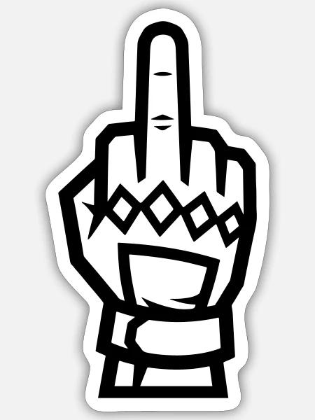 Mittelfinger Handschuh Schwarz Kontur Symbol - Sticker Größe S (10 x 10 cm) - Mattweiß