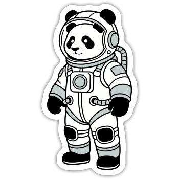 Panda-Bär-Raumanzug - Sticker Größe S (10 x 10 cm) - Mattweiß - Vorne