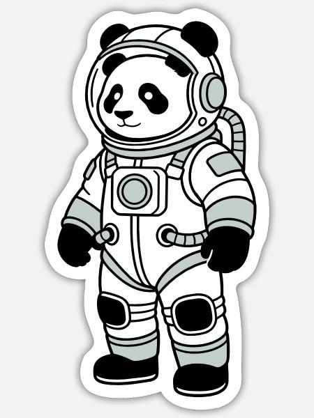 Combinaison spatiale panda bear - Sticker taille S (10 x 10 cm) - blanc mat