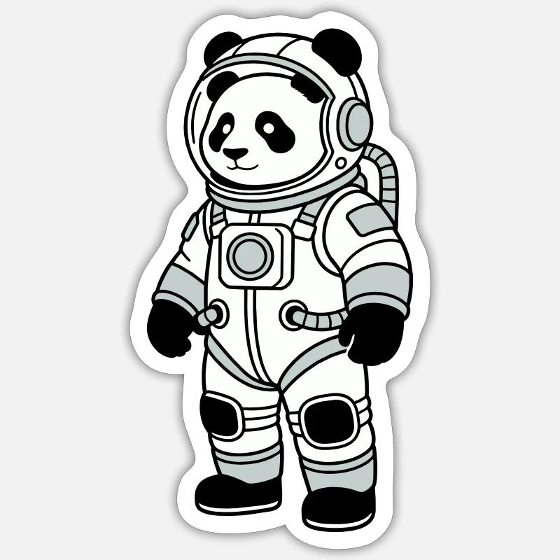 Panda-Bär-Raumanzug - Sticker Größe S (10 x 10 cm) - Mattweiß