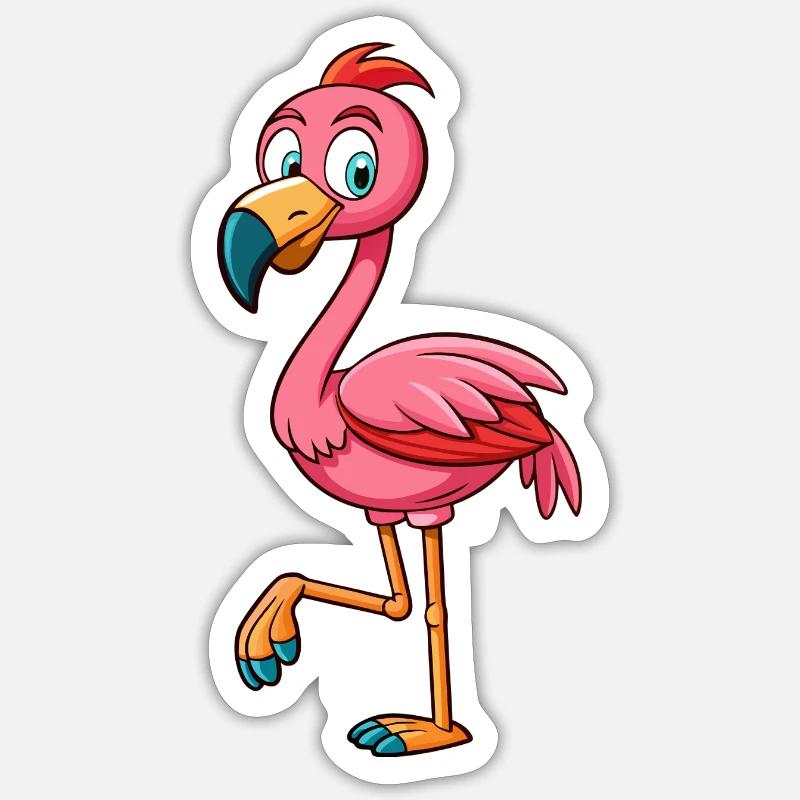 Flamant - Sticker taille S (10 x 10 cm) - blanc mat
