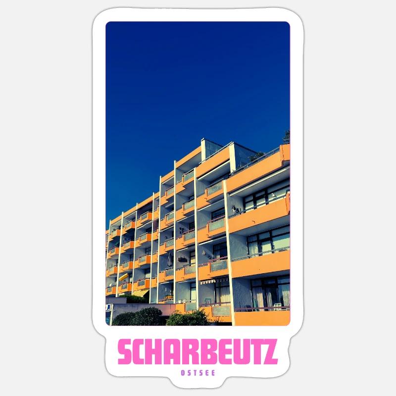 SCHARBEUTZ Ostsee - Sticker Größe S (10 x 10 cm) - Mattweiß