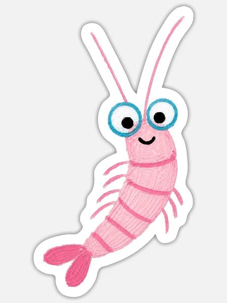 Garnele - Sticker Größe S (10 x 10 cm) - Mattweiß