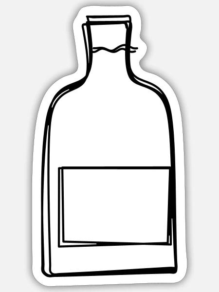 Weinflasche handgezeichnet - Sticker Größe S (10 x 10 cm) - Mattweiß