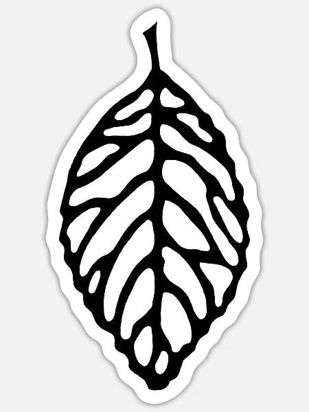 Schwarzes Blatt des Waldes - Sticker Größe S (10 x 10 cm) - Mattweiß