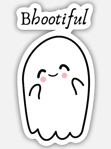 Bbootiful – Süßer Geist zu Halloween - Sticker Größe S (10 x 10 cm) - Mattweiß