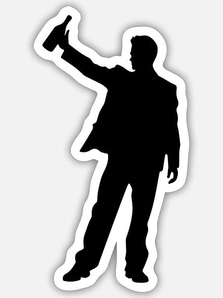Mann beim Anstoßen Silhouette - Sticker Größe S (10 x 10 cm) - Mattweiß