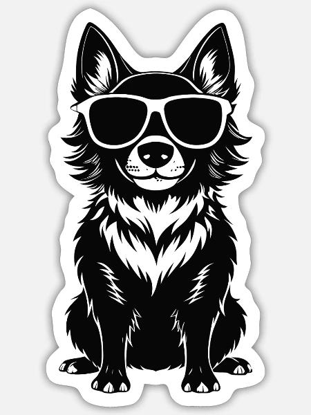 Hundesonnenbrille - Sticker Größe S (10 x 10 cm) - Mattweiß