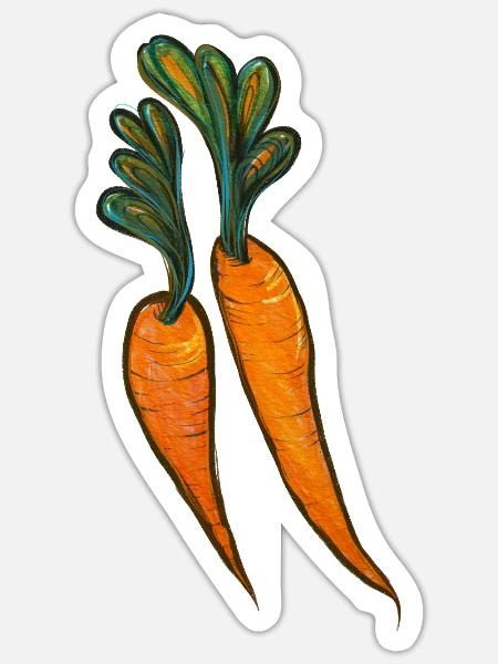 Aquarell Karottenduo-Illustration - Sticker Größe S (10 x 10 cm) - Mattweiß