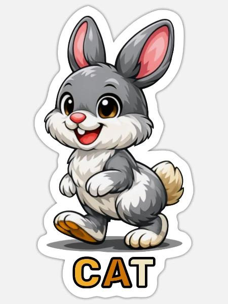 Verspielter grauer Hasenlauf - Sticker Größe S (10 x 10 cm) - Mattweiß