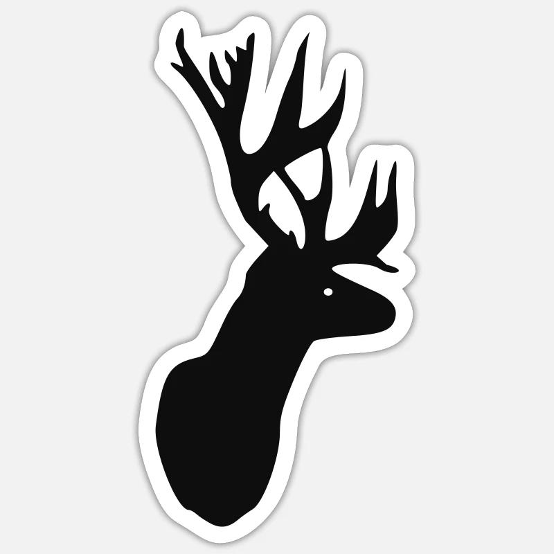 Hirsch - Geweih - Sticker Größe S (10 x 10 cm) - Mattweiß
