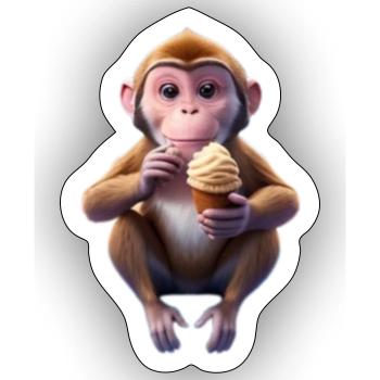 Galaktischer Eisaffe - Sticker Größe S (10 x 10 cm) - Mattweiß - Vorne