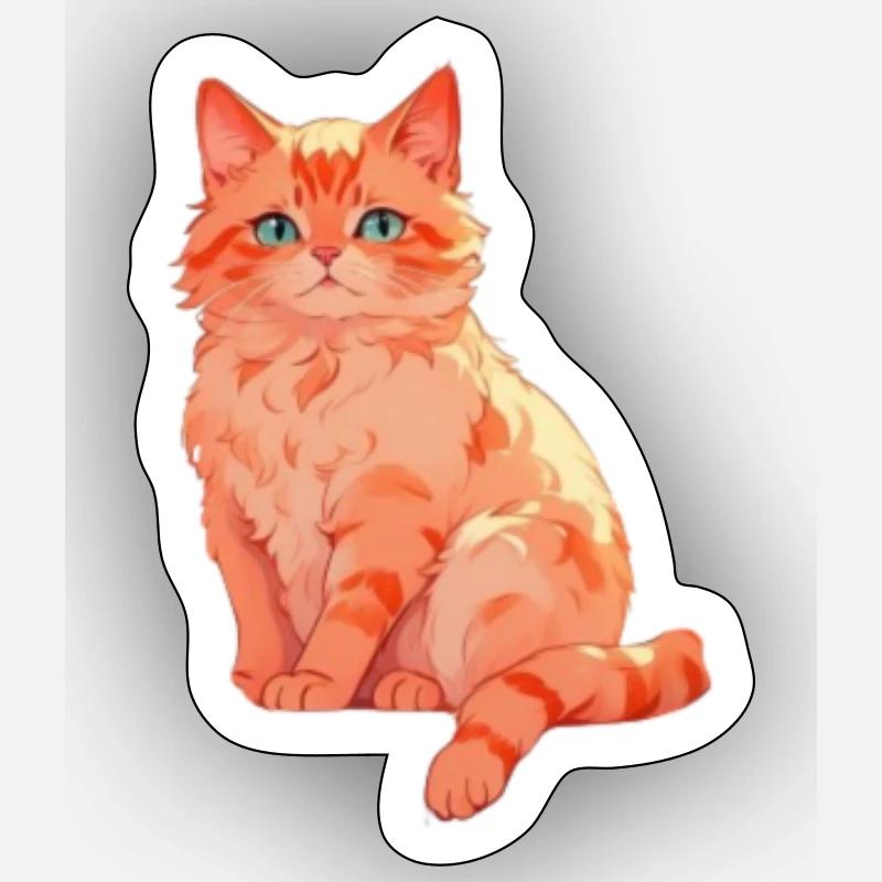 Chat roux mignon Sticker taille S (10 x 10 cm)