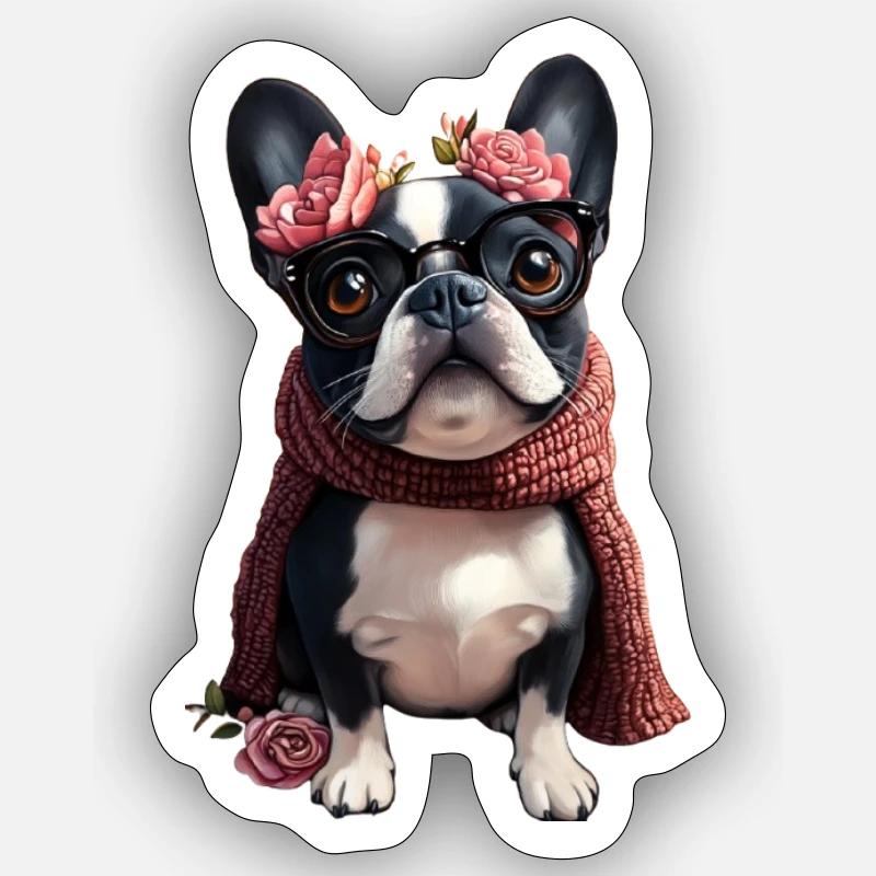BABA BULLDOG - Sticker taille S (10 x 10 cm) - blanc mat