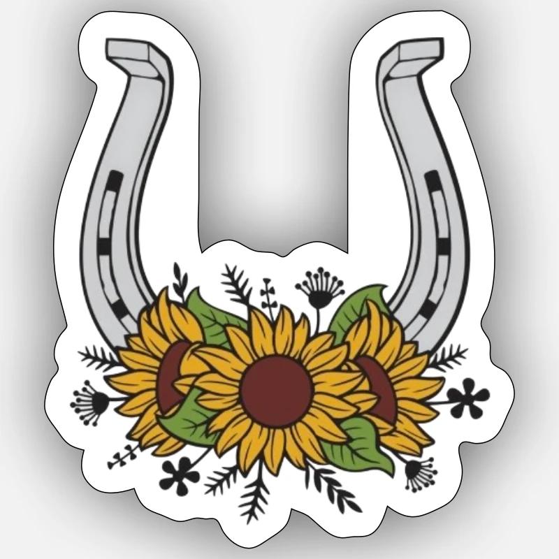 Sunflower Horseshoe Pattern - Sticker size S (10 x 10 cm) - white matte