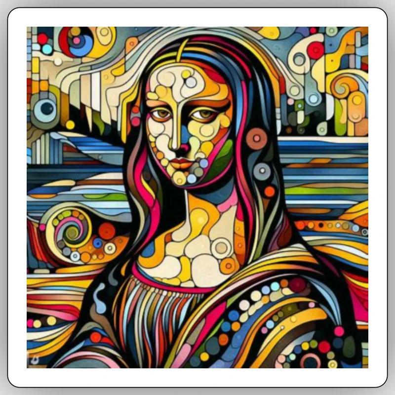 Mona Lisa meets Hundertwasser Sticker Größe S (10 x 10 cm)