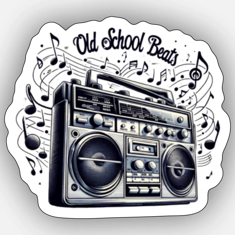 Old School Beats - Sticker Größe S (10 x 10 cm) - Mattweiß