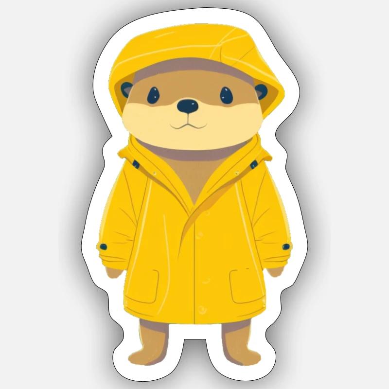 Otter in a raincoat - Sticker size S (10 x 10 cm) - white matte