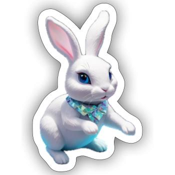 White Rabbit Crystal - Sticker Größe S (10 x 10 cm) - Mattweiß - Vorne