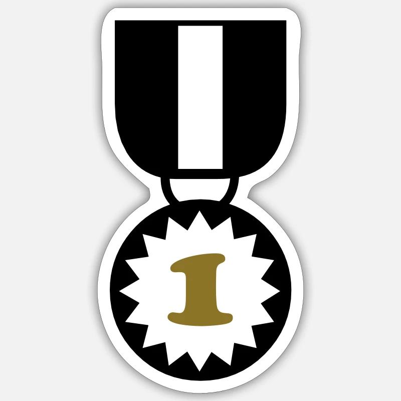 Medaille 1. Erster Gewinner Sieger Bester Held Sticker Größe S (10 x 10 cm)