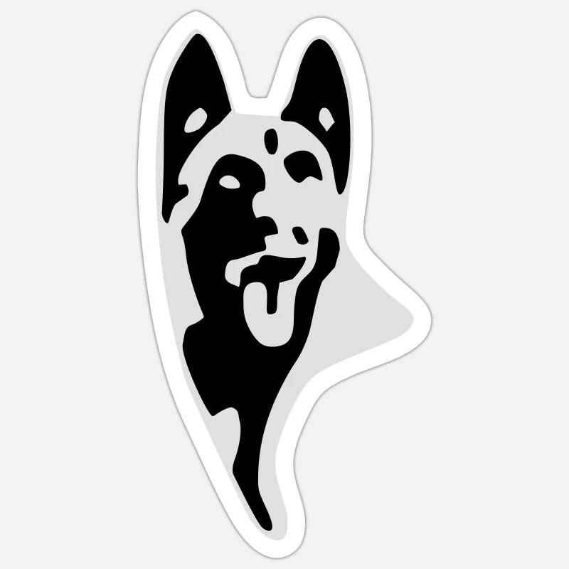 Malinois log - Sticker size S (10 x 10 cm) - white matte