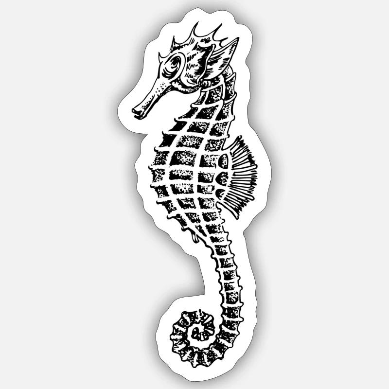 hippocampe - Sticker taille S (10 x 10 cm) - blanc mat