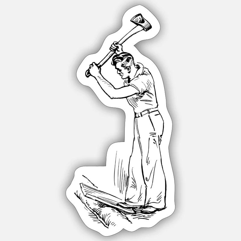 couper du bois - Sticker taille S (10 x 10 cm) - blanc mat
