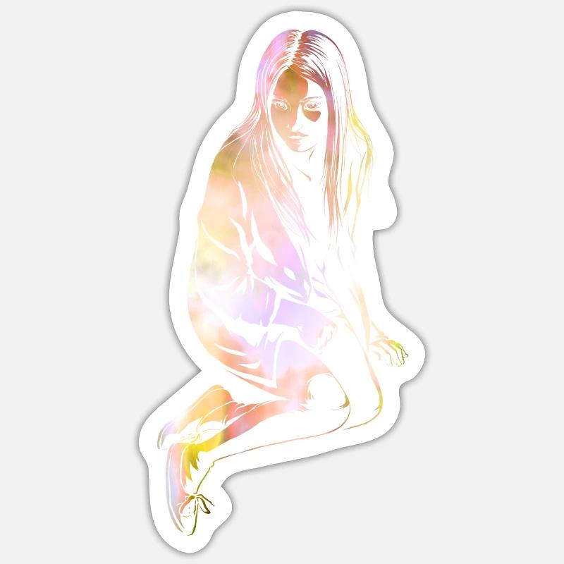 Fille de feu - Sticker taille S (10 x 10 cm) - blanc mat
