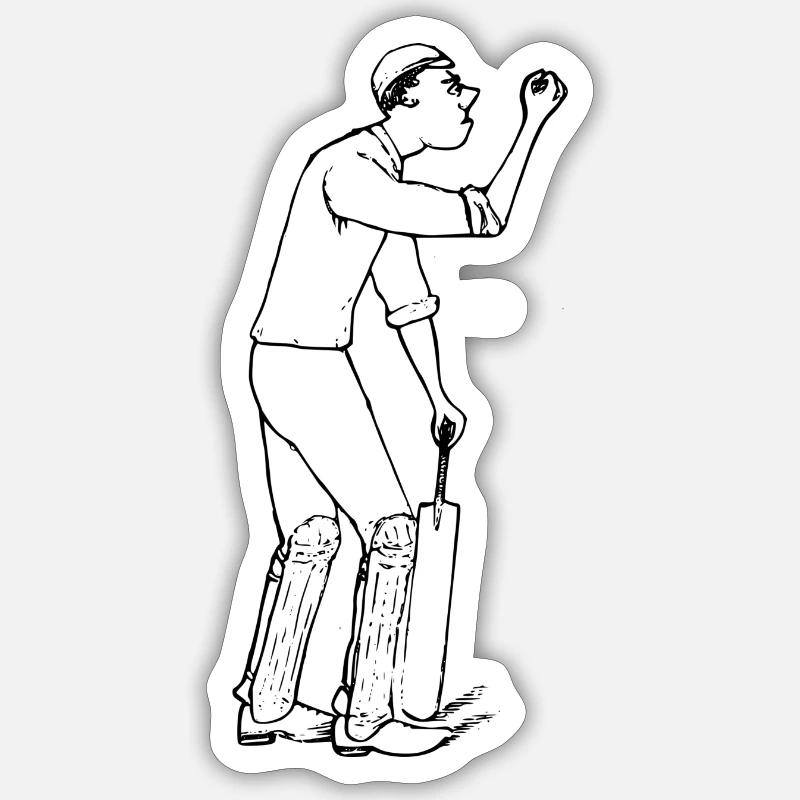 cricket player - Sticker size S (10 x 10 cm) - white matte