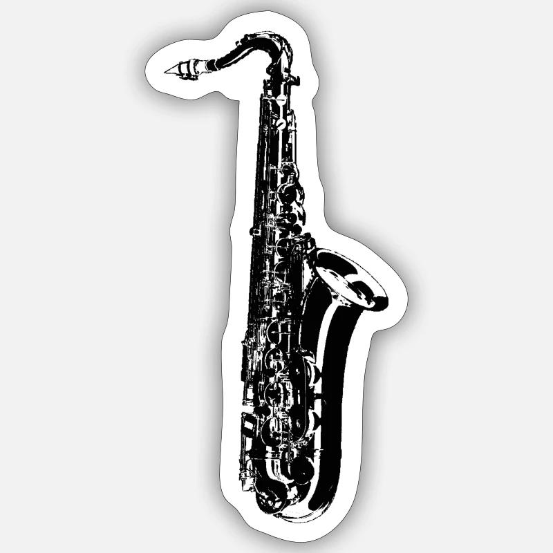 saxophone - Sticker taille S (10 x 10 cm) - blanc mat