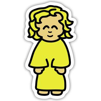 girl - Sticker taille S (10 x 10 cm) - blanc mat - Devant
