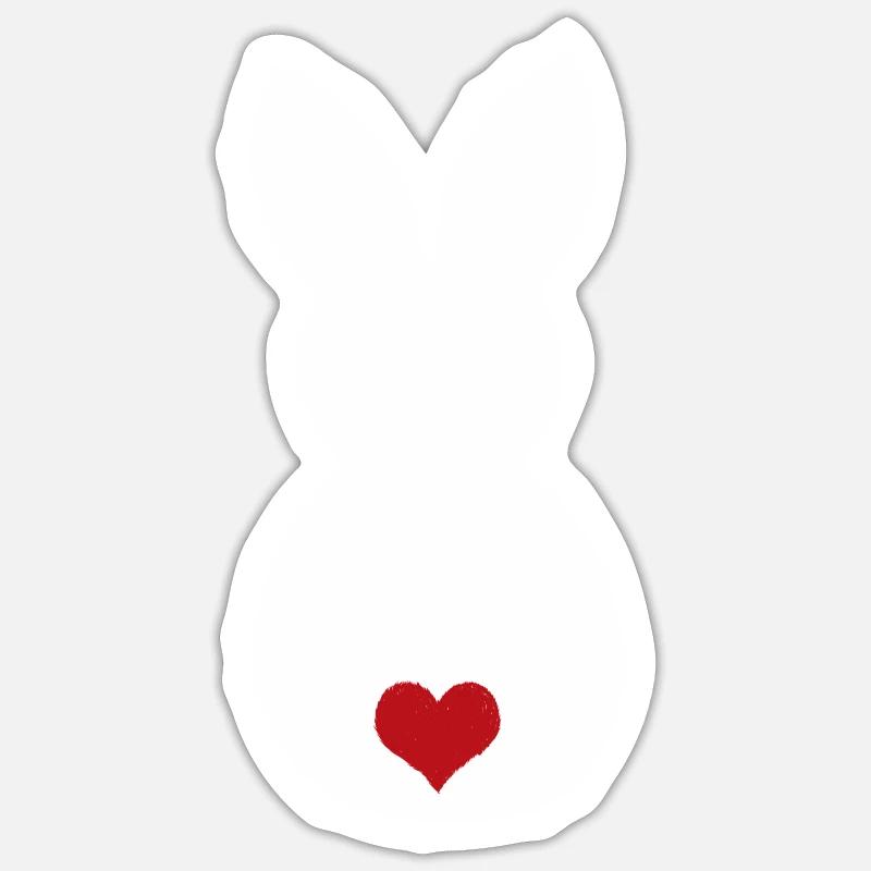 Lapin avec pompon coeur / Lapin de Pâques Lapin de Pâques - Sticker taille S (10 x 10 cm) - blanc mat