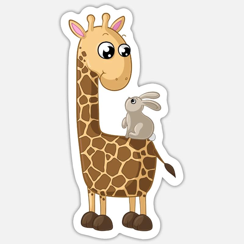 Glückliche Comic Giraffe - Sticker Größe S (10 x 10 cm) - Mattweiß