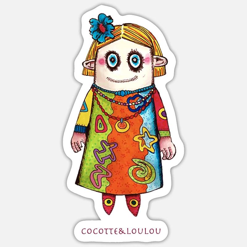 Vauda la poupée - Sticker taille S (10 x 10 cm) - blanc mat