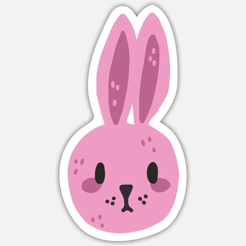 Mignon lapin chibi - Sticker taille S (10 x 10 cm) - blanc mat