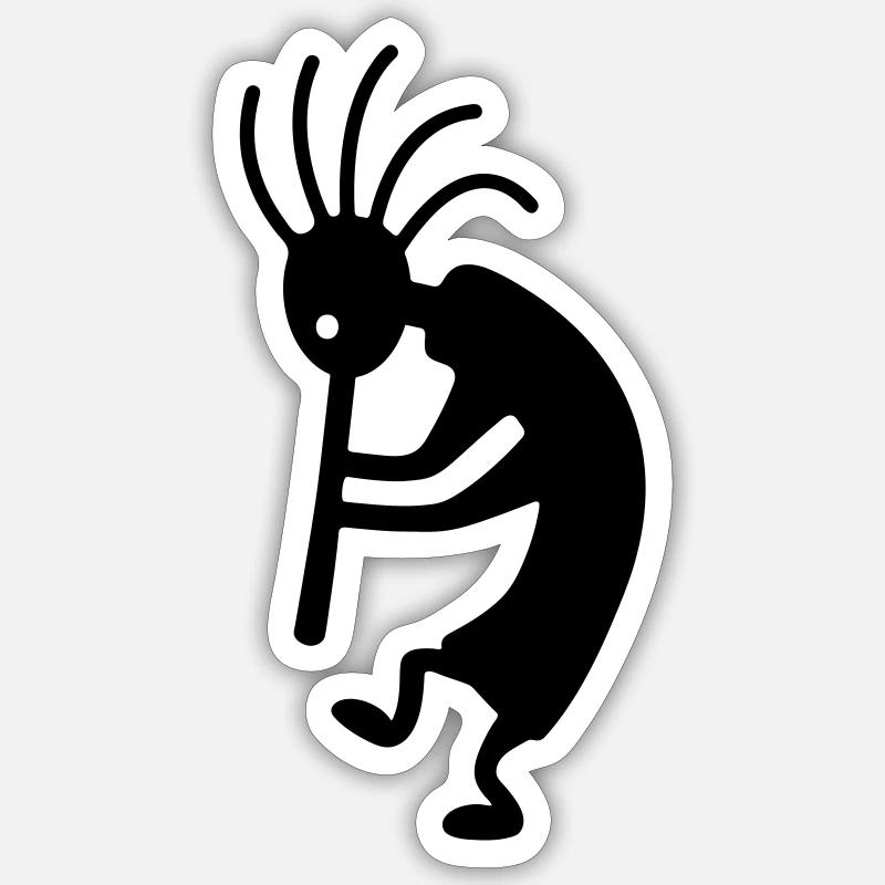 kokopelli - Sticker taille S (10 x 10 cm) - blanc mat