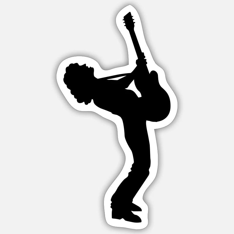guitar player - Sticker taille S (10 x 10 cm) - blanc mat